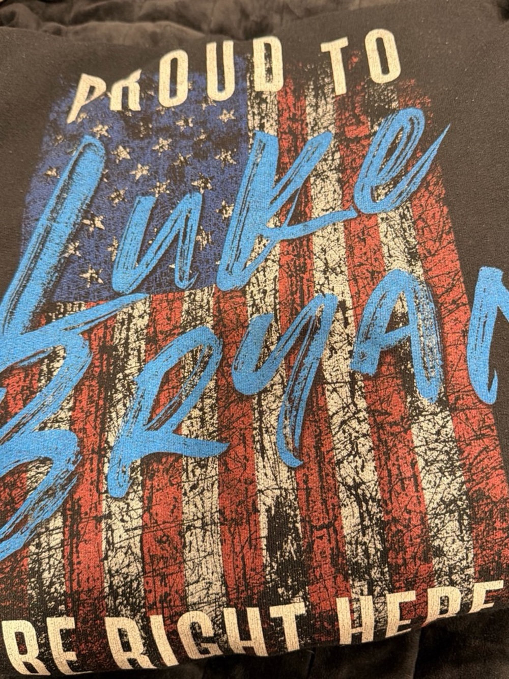Gildan Black Tee with Red, White & Blue American Flag Graphic